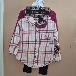 btween Kids Checkered Shirt in Pink and White